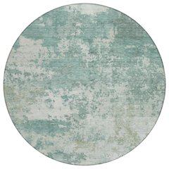Machine Washable Indoor/Outdoor Chantille ACN2366 Teal 8' x 8' Round Rug