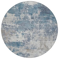 Machine Washable Indoor/Outdoor Chantille ACN2366 Blue 8' x 8' Round Rug