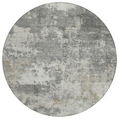 Machine Washable Indoor/Outdoor Chantille ACN2366 Gray 8' x 8' Round Rug