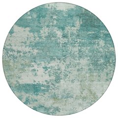 Machine Washable Indoor/Outdoor Chantille ACN2366 Teal 8' x 8' Round Rug