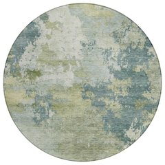 Machine Washable Indoor/Outdoor Chantille ACN2367 Teal 8' x 8' Round Rug