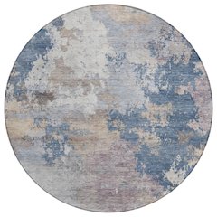 Machine Washable Indoor/Outdoor Chantille ACN2367 Blue 8' x 8' Round Rug