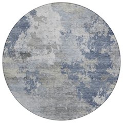 Machine Washable Indoor/Outdoor Chantille ACN2367 Blue 8' x 8' Round Rug
