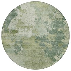 Machine Washable Indoor/Outdoor Chantille ACN2367 Green 8' x 8' Round Rug
