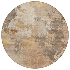 Machine Washable Indoor/Outdoor Chantille ACN2367 Orange 8' x 8' Round Rug