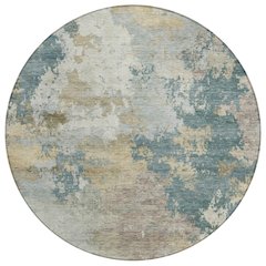 Machine Washable Indoor/Outdoor Chantille ACN2367 Teal 8' x 8' Round Rug