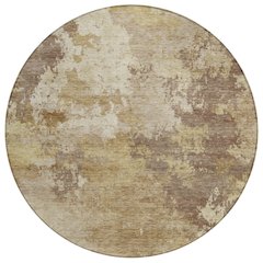Machine Washable Indoor/Outdoor Chantille ACN2367 Gold 8' x 8' Round Rug