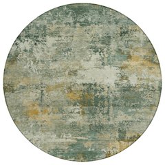 Machine Washable Indoor/Outdoor Chantille ACN2368 Green 8' x 8' Round Rug