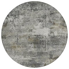 Machine Washable Indoor/Outdoor Chantille ACN2368 Gray 8' x 8' Round Rug