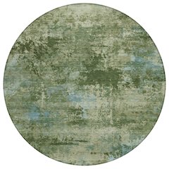 Machine Washable Indoor/Outdoor Chantille ACN2370 Green 8' x 8' Round Rug