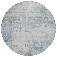 Machine Washable Indoor/Outdoor Chantille ACN2371 Blue 8' x 8' Round Rug