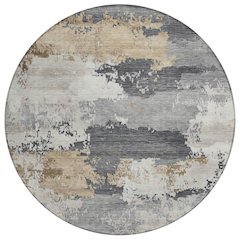 Machine Washable Indoor/Outdoor Chantille ACN2372 Gray 8' x 8' Round Rug