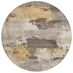 Machine Washable Indoor/Outdoor Chantille ACN2372 Brown 8' x 8' Round Rug
