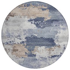 Machine Washable Indoor/Outdoor Chantille ACN2372 Blue 8' x 8' Round Rug