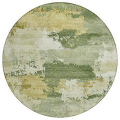 Machine Washable Indoor/Outdoor Chantille ACN2372 Green 8' x 8' Round Rug