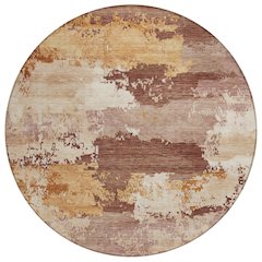 Machine Washable Indoor/Outdoor Chantille ACN2372 Orange 8' x 8' Round Rug