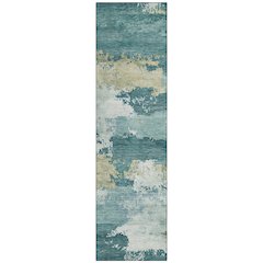 Machine Washable Indoor/Outdoor Chantille ACN2372 Teal 2'3" x 7'6" Runner Rug