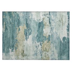 Machine Washable Indoor/Outdoor Chantille ACN2372 Teal 1'8" x 2'6" Rug