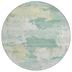 Machine Washable Indoor/Outdoor Chantille ACN2372 Teal 8' x 8' Round Rug