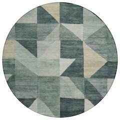 Machine Washable Indoor/Outdoor Chantille ACN2373 Green 8' x 8' Round Rug