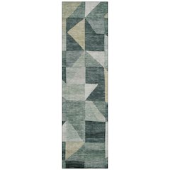 Machine Washable Indoor/Outdoor Chantille ACN2373 Green 2'3" x 7'6" Runner Rug