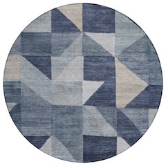 Machine Washable Indoor/Outdoor Chantille ACN2373 Blue 8' x 8' Round Rug