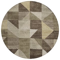 Machine Washable Indoor/Outdoor Chantille ACN2373 Brown 8' x 8' Round Rug