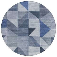 Machine Washable Indoor/Outdoor Chantille ACN2373 Blue 8' x 8' Round Rug
