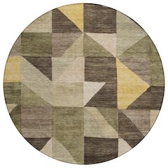 Machine Washable Indoor/Outdoor Chantille ACN2373 Green 8' x 8' Round Rug