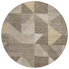 Machine Washable Indoor/Outdoor Chantille ACN2373 Brown 8' x 8' Round Rug