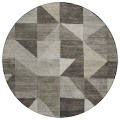 Machine Washable Indoor/Outdoor Chantille ACN2373 Brown 8' x 8' Round Rug