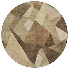 Machine Washable Indoor/Outdoor Chantille ACN2374 Brown 8' x 8' Round Rug