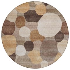 Machine Washable Indoor/Outdoor Chantille ACN2375 Brown 8' x 8' Round Rug