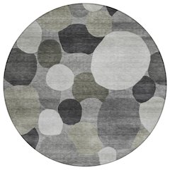Machine Washable Indoor/Outdoor Chantille ACN2375 Gray 8' x 8' Round Rug