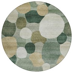Machine Washable Indoor/Outdoor Chantille ACN2375 Green 8' x 8' Round Rug