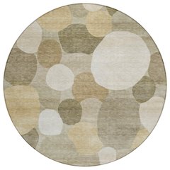 Machine Washable Indoor/Outdoor Chantille ACN2375 Brown 8' x 8' Round Rug