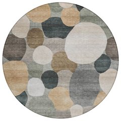 Machine Washable Indoor/Outdoor Chantille ACN2375 Brown 8' x 8' Round Rug