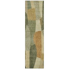 Machine Washable Indoor/Outdoor Chantille ACN2376 Green 2'3" x 7'6" Runner Rug