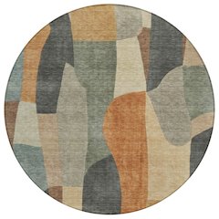 Machine Washable Indoor/Outdoor Chantille ACN2376 Orange 8' x 8' Round Rug