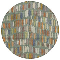 Machine Washable Indoor/Outdoor Chantille ACN2377 Green 8' x 8' Round Rug