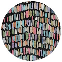 Machine Washable Indoor/Outdoor Chantille ACN2377 Black 8' x 8' Round Rug