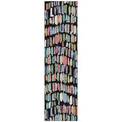 Machine Washable Indoor/Outdoor Chantille ACN2377 Black 2'3" x 7'6" Runner Rug