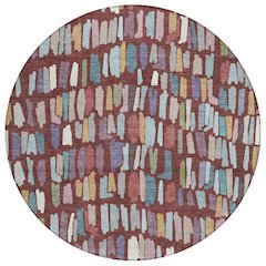 Machine Washable Indoor/Outdoor Chantille ACN2377 Red 8' x 8' Round Rug