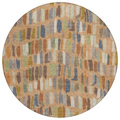 Machine Washable Indoor/Outdoor Chantille ACN2377 Orange 8' x 8' Round Rug