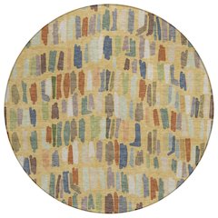 Machine Washable Indoor/Outdoor Chantille ACN2377 Gold 8' x 8' Round Rug