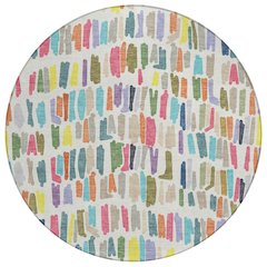 Machine Washable Indoor/Outdoor Chantille ACN2377 Ivory 8' x 8' Round Rug