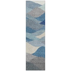 Machine Washable Indoor/Outdoor Chantille ACN2378 Blue 2'3" x 7'6" Runner Rug