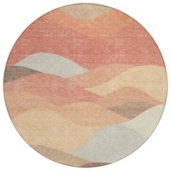 Machine Washable Indoor/Outdoor Chantille ACN2378 Orange 8' x 8' Round Rug