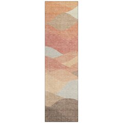 Machine Washable Indoor/Outdoor Chantille ACN2378 Orange 2'3" x 7'6" Runner Rug