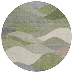 Machine Washable Indoor/Outdoor Chantille ACN2378 Green 8' x 8' Round Rug